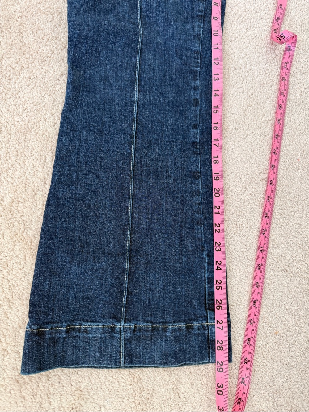 Free People Dark Indigo Flared Leg Jeans with Front Patch Pockets - Picture 9 of 12